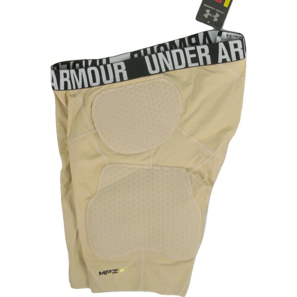NEW UNDER ARMOUR HEAT GEAR UA MPZ 2 COMPRESSION BASKETBALL SHORTS! TAN XL